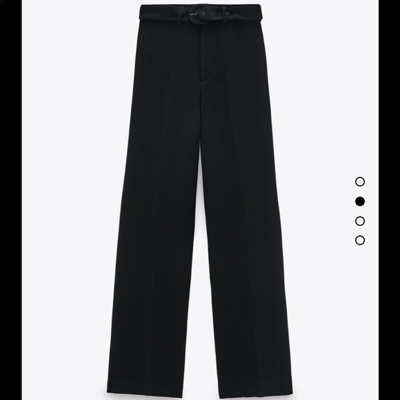 Zara Black Belted Texture High Waisted Pants - Picture 3 of 8